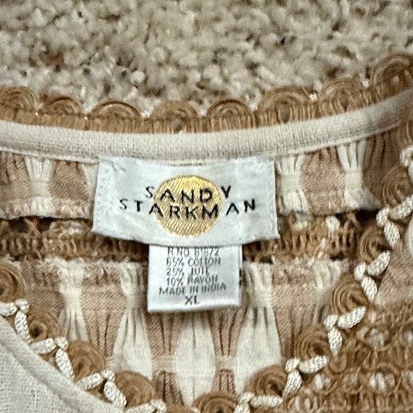 Sandy Starkman Beige and White Embroidered Jacket sz xl - Picture 2 of 6